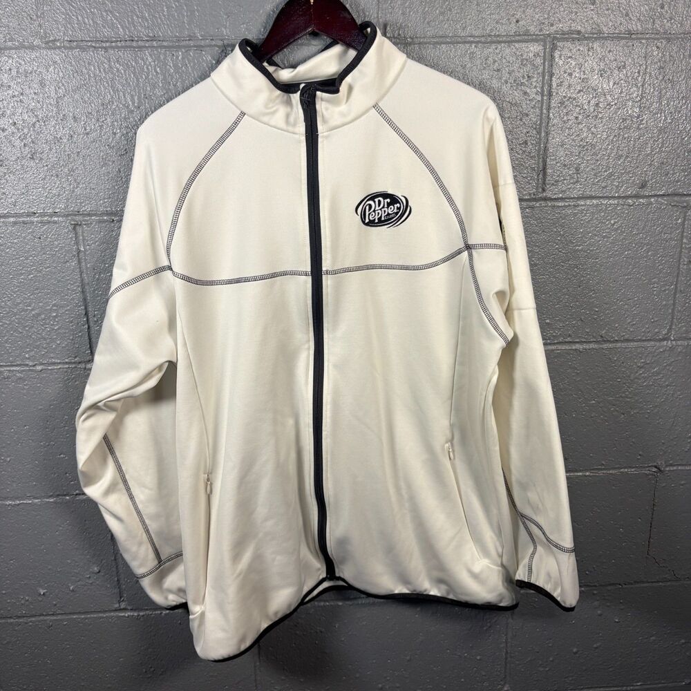 Stormtech Dr Pepper Jacket Mens XL White Full Zip Employee Promo Logo Spellout